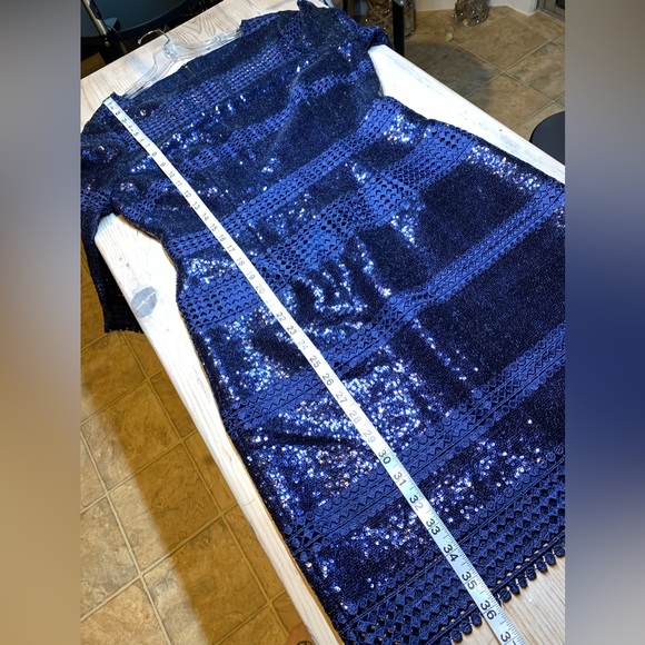 NWOT Alex Marie Navy Sequin Sheath Dress - Picture 10 of 17